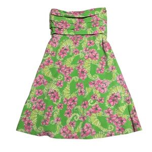 Lilly Pulitzer floral seahorse strapless mini summer dress Sz XS
